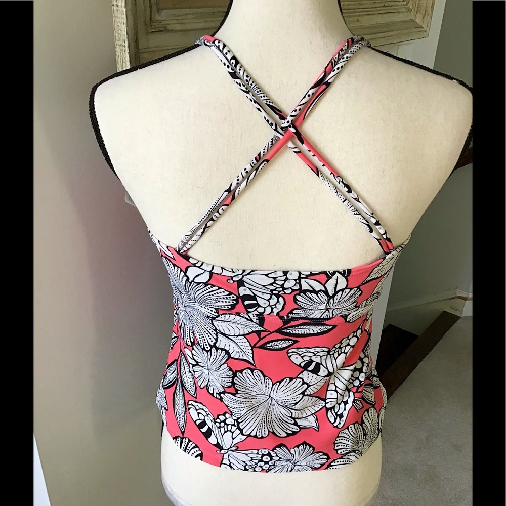 Sand N Sun Coral Black Tropical Floral Tankini Top Size Medium - Picture 5 of 6